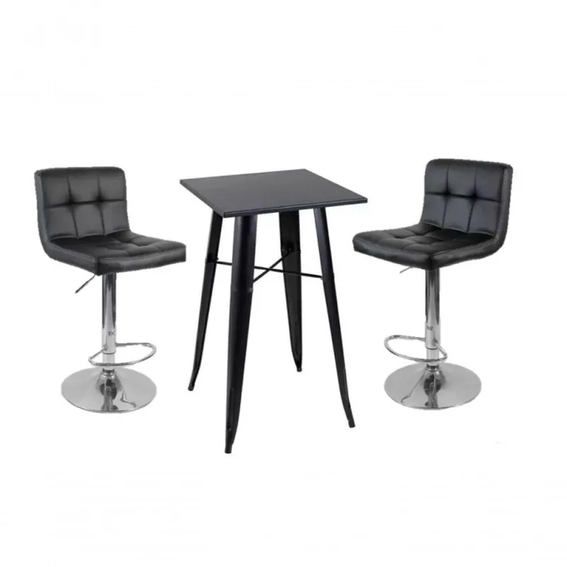 Conjunto Mesa Tolix Com 2 Banquetas Gomos Estofadas Conforto E Estilo Preto - Decoreshop