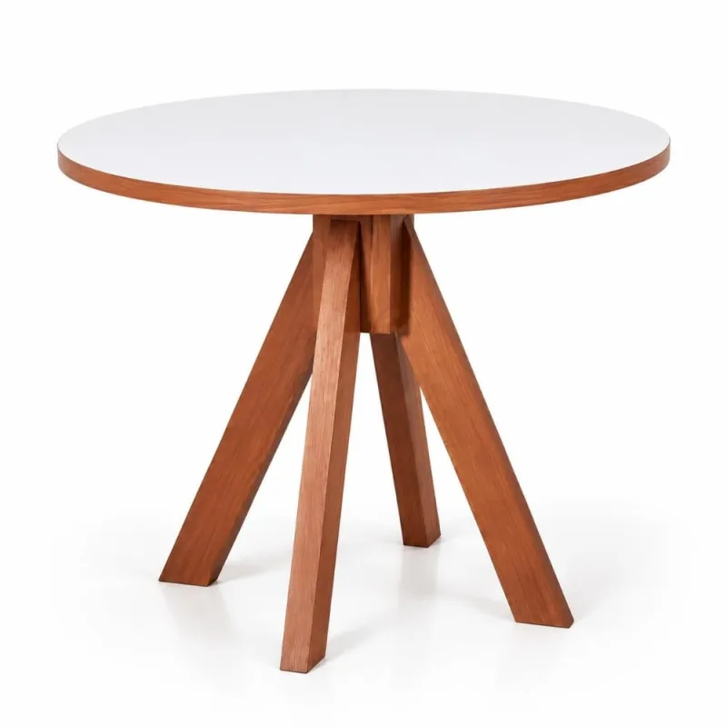 Mesa Dallas  de Jantar Redonda  Madeira Tampo Branco 90cm - Decoreshop
