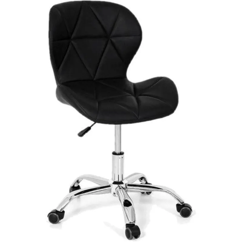 Cadeira Slim Office Giratória Estofada Regulável com Rodízios Preta - Decoreshop - Móveis