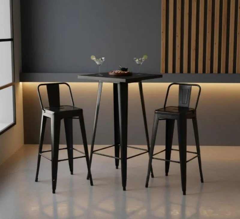 Kit Mesa Bistrô Tolix + 2 Banquetas Tolix Com Encosto - Decoreshop