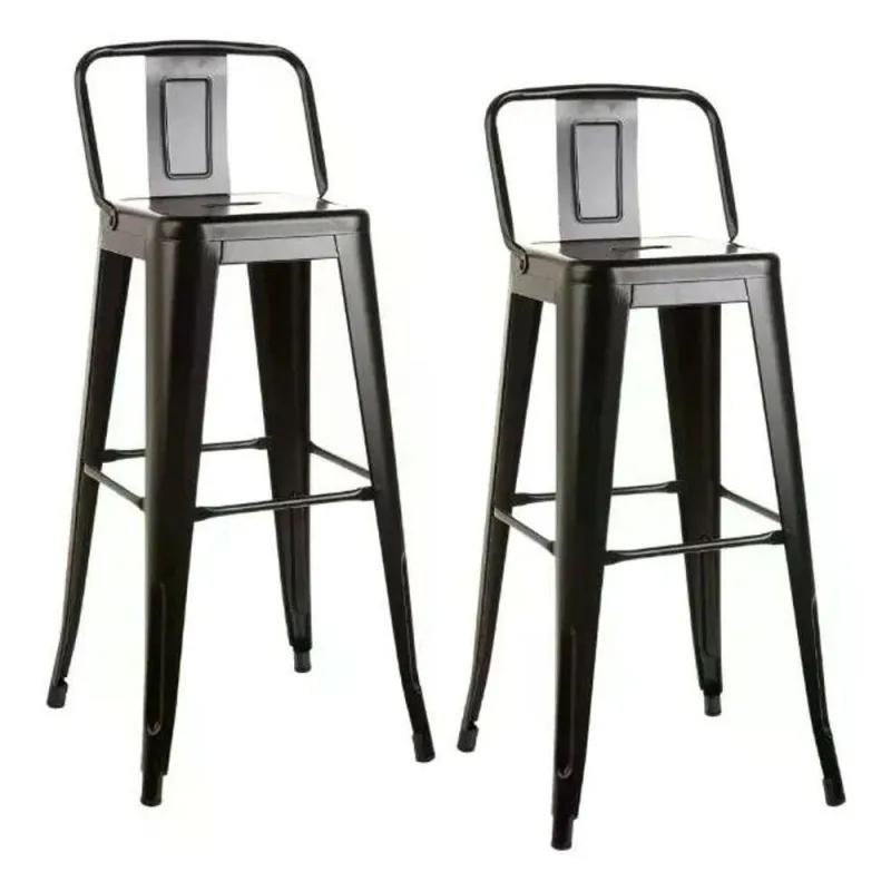 Kit 2 Banquetas Altas Industrial com Encosto Aço Preto 76CM Decoreshop - Decoreshop - Agro