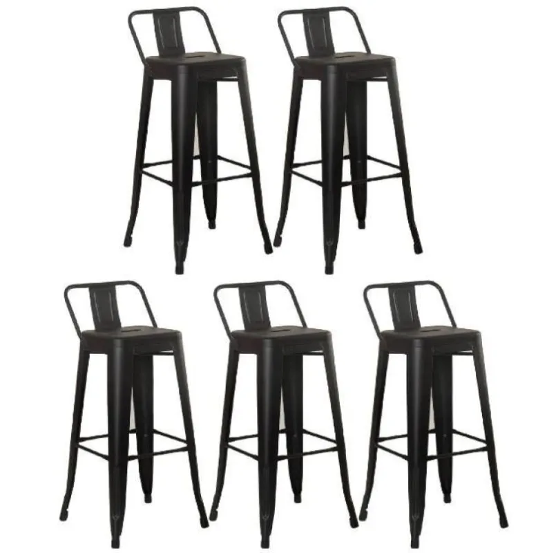Kit 5 Banquetas Altas Industriais em Aço 76cm com Encosto - Decoreshop - Móveis