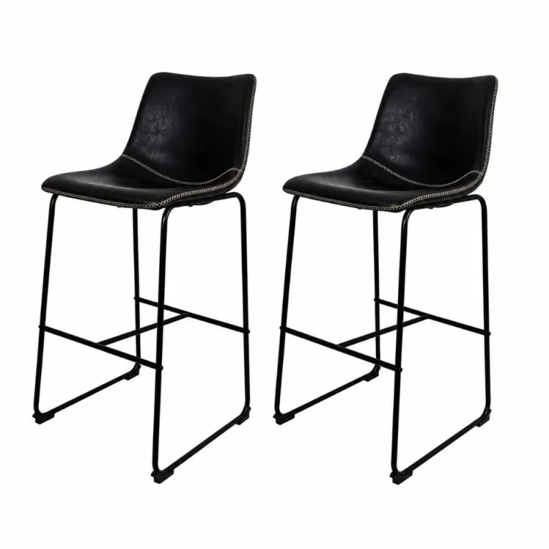 Kit 2 Banquetas Munich Estofadas Pretas para Bancada - Decoreshop - Móveis