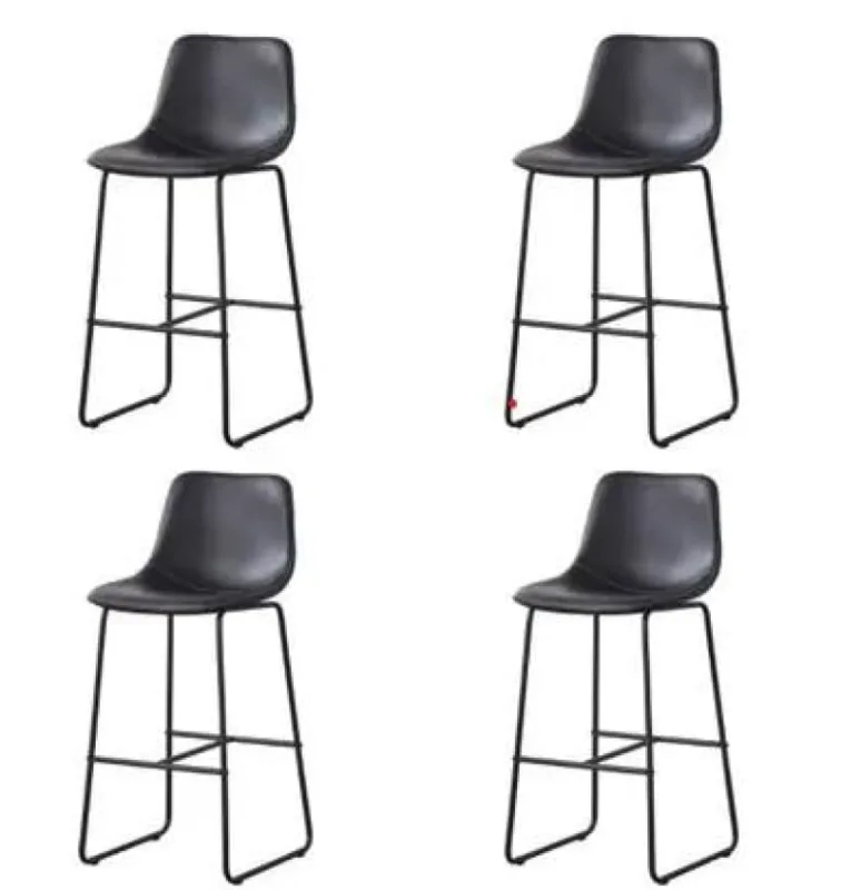 Kit 4 Banquetas Munich Estofadas Pretas Base Metálica - Decoreshop - Móveis