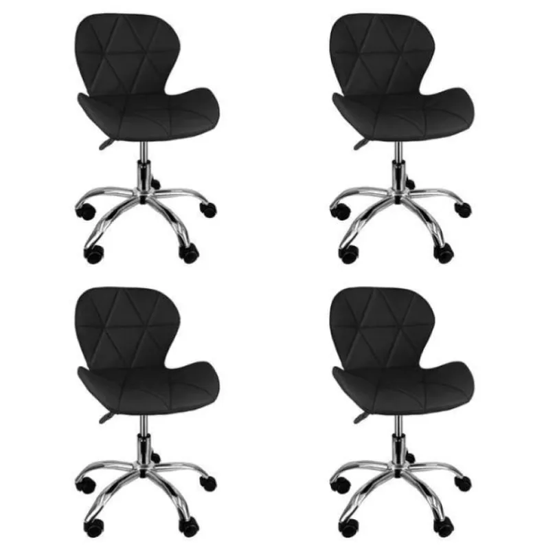 Conjunto  4 Cadeira Slim Office Giratória Regulável com Rodízios Preta - Decoreshop