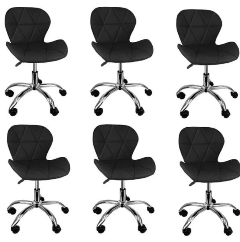 Kit 6 Cadeiras Slim Office Giratórias Reguláveis Pretas - Decoreshop - Móveis