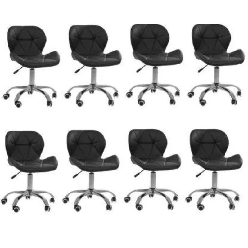 Kit 8 Cadeiras Slim Office Giratórias Reguláveis Pretas - Decoreshop - Móveis