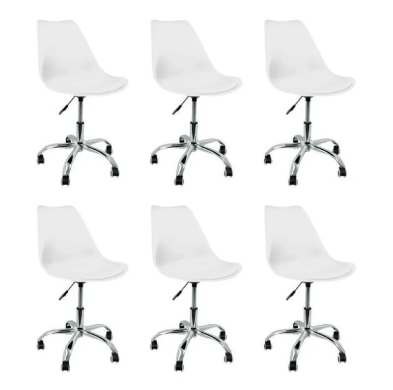 Kit 6 Cadeiras Saarinen Giratória, Home Office, Regulagem de Altura, Branco - Decoreshop