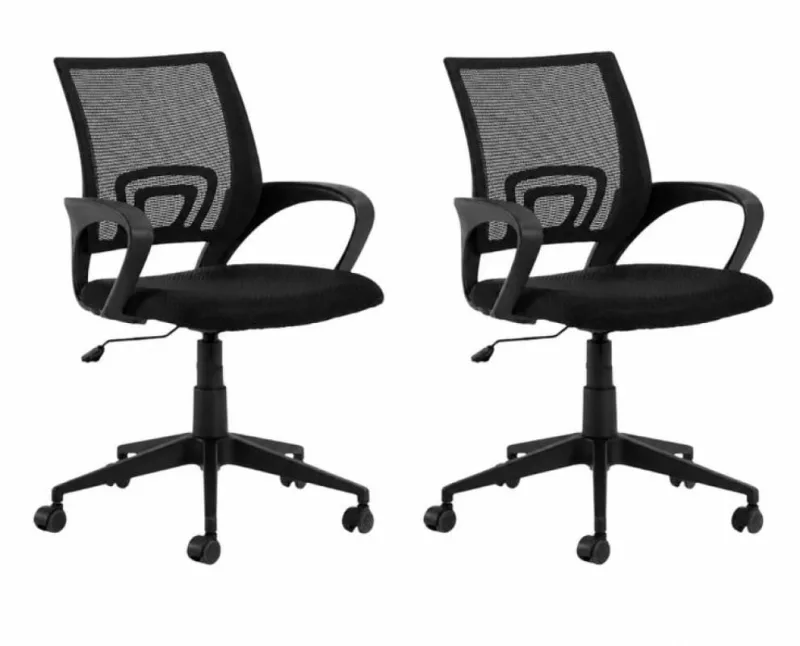 Kit 2 Cadeiras Office Mesh Java Base e Rodízios Preto - Decoreshop