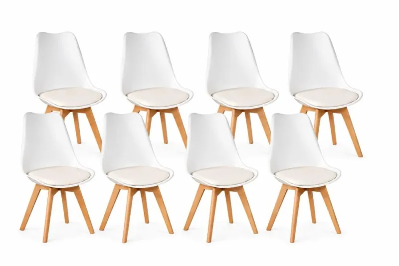 Kit 8 Cadeiras Leda Brancas para Sala de Jantar Design Moderno - Decoreshop