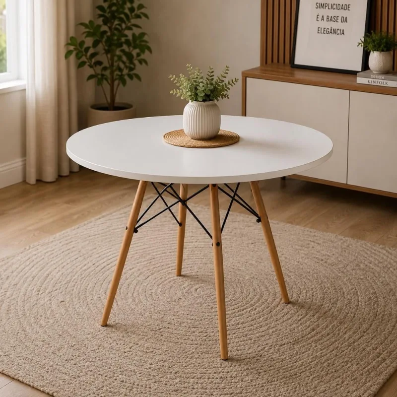 Mesa Eiffel Branca 70cm Madeira Cozinha ou Sala de Jantar - Decoreshop - Móveis