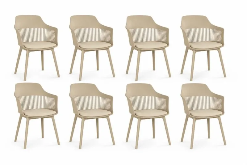 Kit 8 Cadeiras De Jantar Montreal Marcela Design Moderno, Nude - Decoreshop