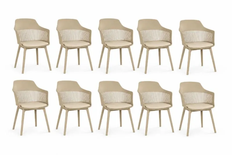 Conjunto 10  Cadeiras De Jantar Montreal Marcela  Moderno  Nude - Decoreshop
