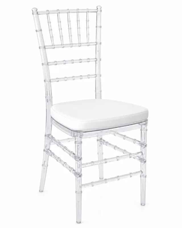 Cadeira Tiffany Cristal Transparente com Assento Estofado Branco - Decoreshop