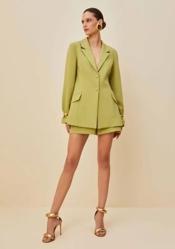 Blazer Morena Rosa Alfaiataria Com Lapela Verde Claro - Morena Rosa