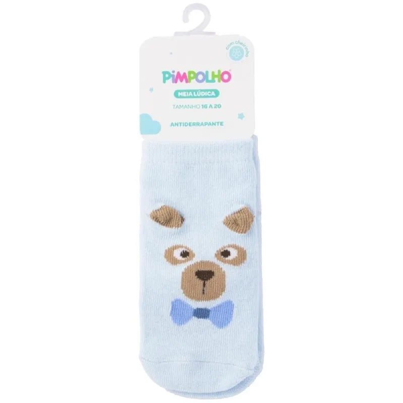 Meia Lúdica Pimpolho Urso Antiderrapante Azul 16-20 47303 (MP)