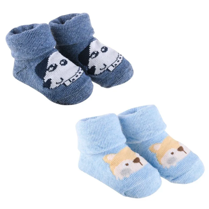 Kit Meia RN Pimpolho Cachorro E Raposa 2 Pares Azul (MP) - pimpolho