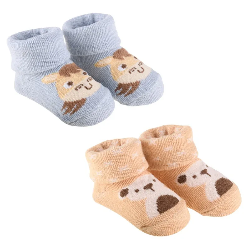 Kit Meia RN Pimpolho Urso E Cavalo 2 Pares Azul (MP)