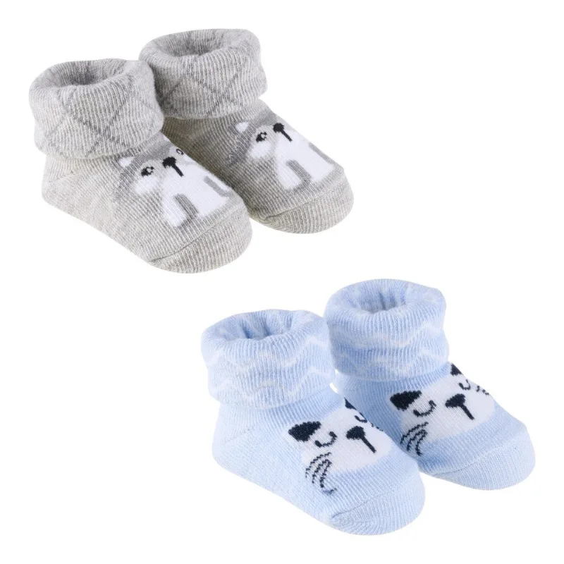 Kit Meia RN Pimpolho Guaxinim 2 Pares Cinza E Azul (MP)