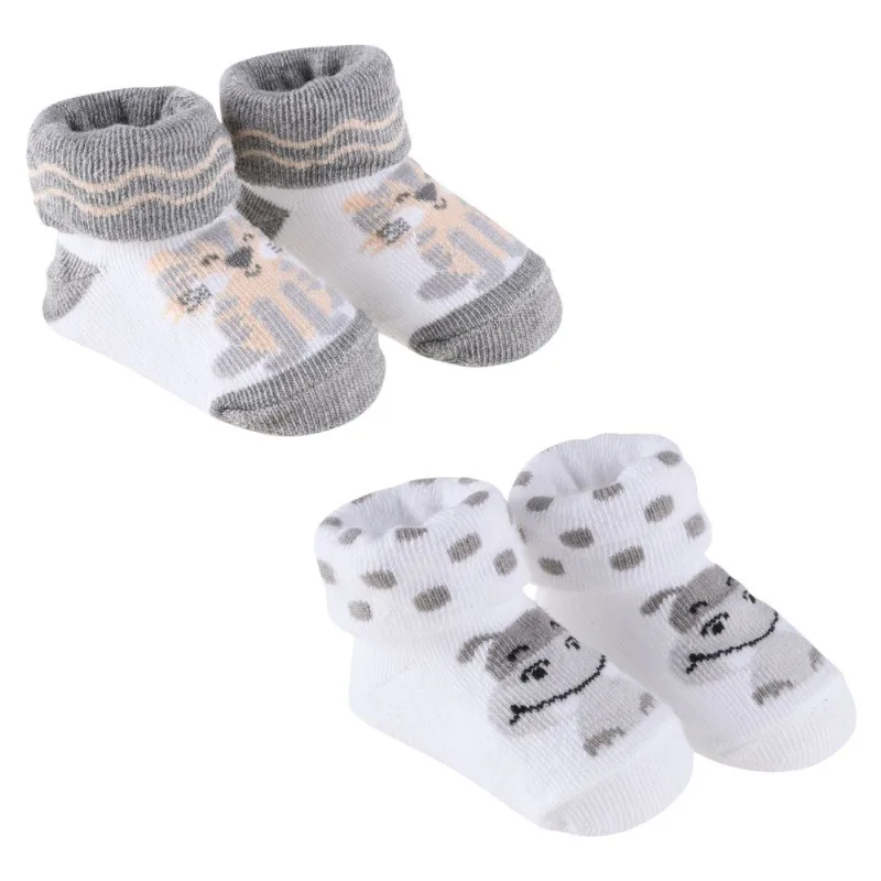 Kit Meia RN Pimpolho Tigre E Hipopótamo 2 Pares Cinza E Branco (MP)