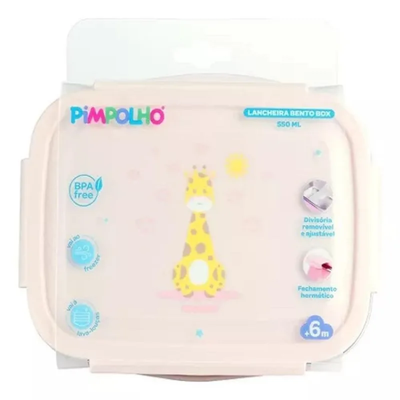 Marmita Infantil Pimpolho Com Divisória Girafa Rosa 0300676 (MP)