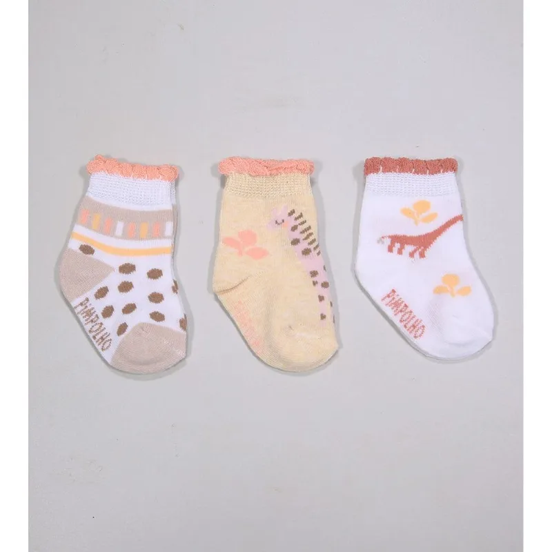 Kit Meia Colorida com 3 Unidades - 300613 Tam. 0 a 15 Bege - 0 a 15
