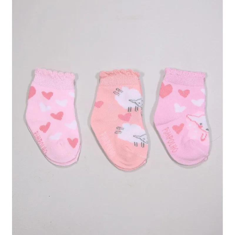 Kit Meia Colorida com 3 Unidades - 300613 Tam. 0 a 15 Rosa - 0 a 15