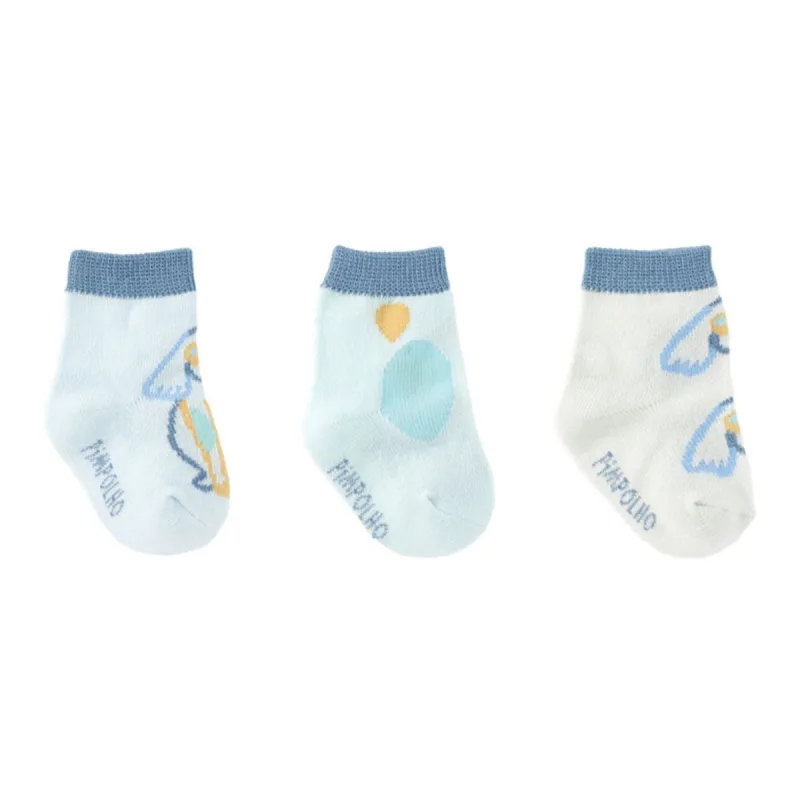 Kit Meia Bebê C/3 Pares TAG00-15 Azul Cachorro -Pimpolho - Pimpolho