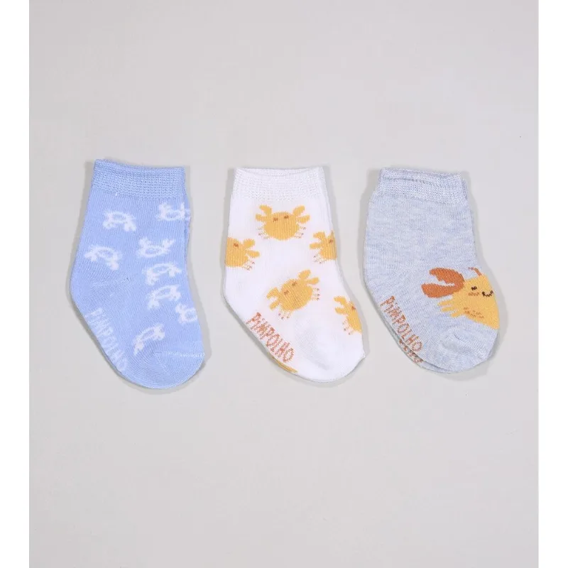 Kit Meia Colorida com 3 Unidades - 300614 Tam. 0 a 15 Branco - 0 a 15