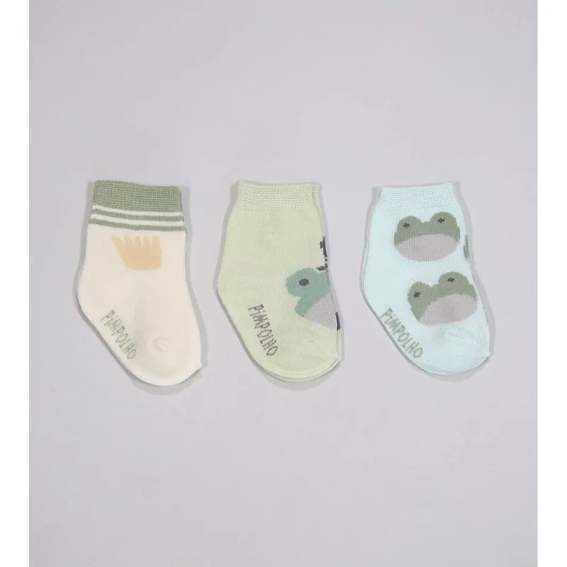 Kit Meia Colorida com 3 Unidades - 300614 Tam. 0 a 15 Verde - 0 a 15
