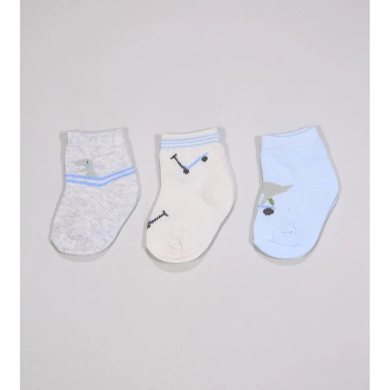 Kit Meia Colorida RN com 3 Unidades - 300695 Azul - RN