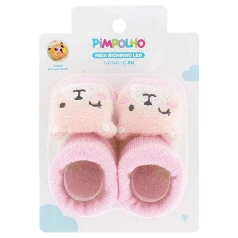 Meia RN Pimpolho Bichinho LED Urso Bege 0300801-02 (MP) - pimpolho