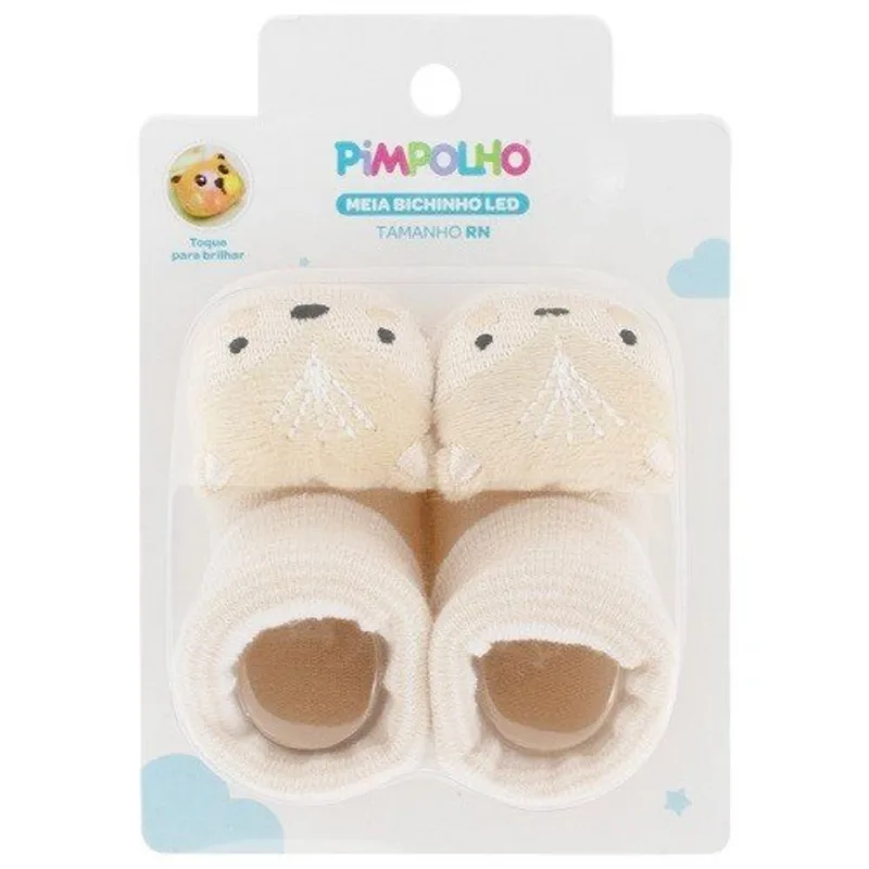 Meia RN Pimpolho Bichinho LED Raposa Bege 0300801-04 (MP) - pimpolho