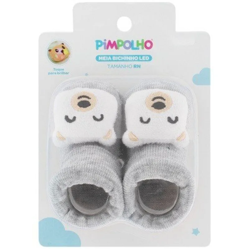 Meia RN Pimpolho Bichinho LED Urso Polar Cinza 030082-04 (MP) - pimpolho