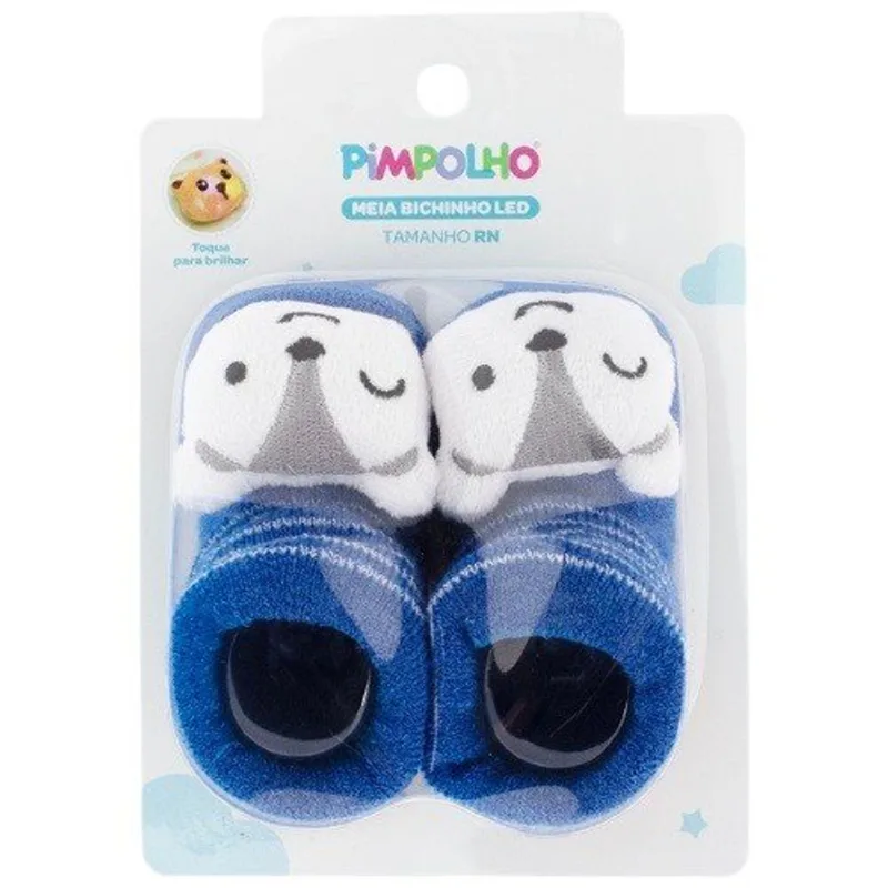 Meia RN Pimpolho Bichinho LED Lobo Azul 0300803-03 (MP)