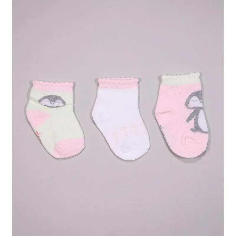 Kit Meia Colorida RN com 3 Unidades - 300786 Rosa - RN