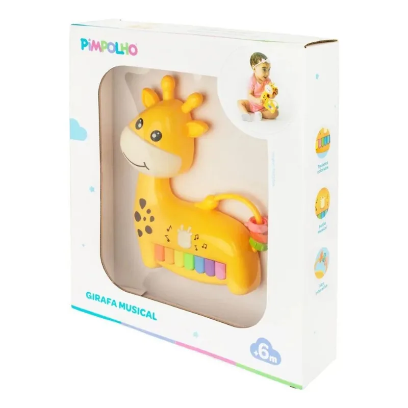 GIRAFA MUSICAL UNISSEX PIMPOLHO LARANJA - pimpolho