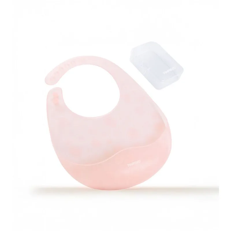 Babador de Silicone Translúcido com Estojo Rosa Rosa