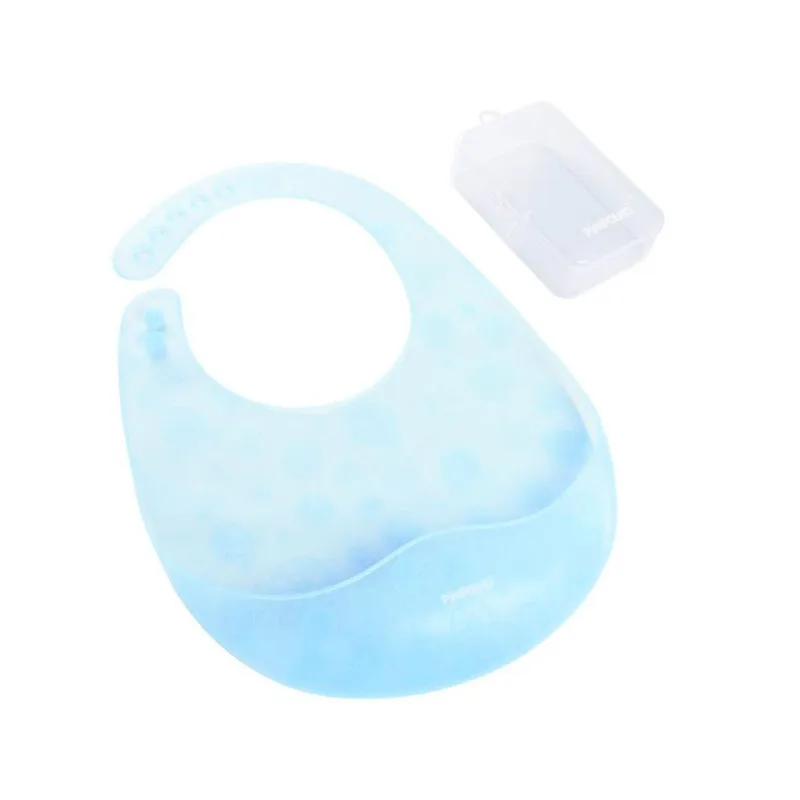 Babador de Silicone Translúcido com Estojo Azul Azul