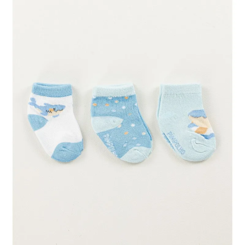 Kit Meia Colorida RN com 3 Unidades - 301143 Azul - RN