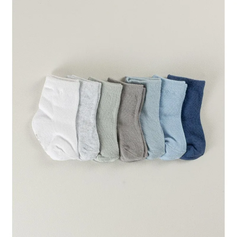 Kit Meia Semaninha Básica com 7 unidades - 0 a 7 meses Azul - RN