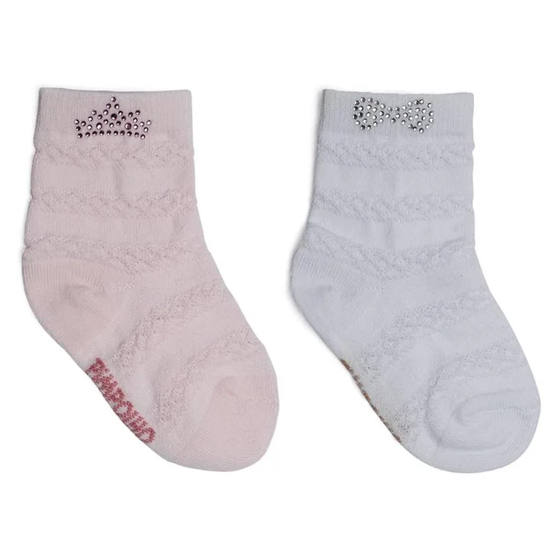 Kit Meia Infantil Pimpolho 2 Pares Nº 16-20 Branco E Rosa (MP)