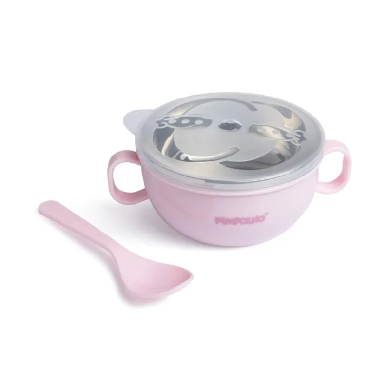 Tigela Inox Infantil Pimpolho Com Tampa E Colher 300ml 301666 (MP) - pimpolho