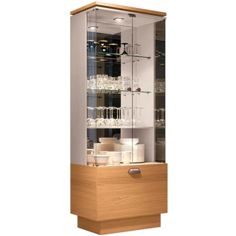 Cristaleira Nicho Adega Com Led Portas De Vidro Dominic B01 Cinamomo Off White - Lyam Decor - Agro