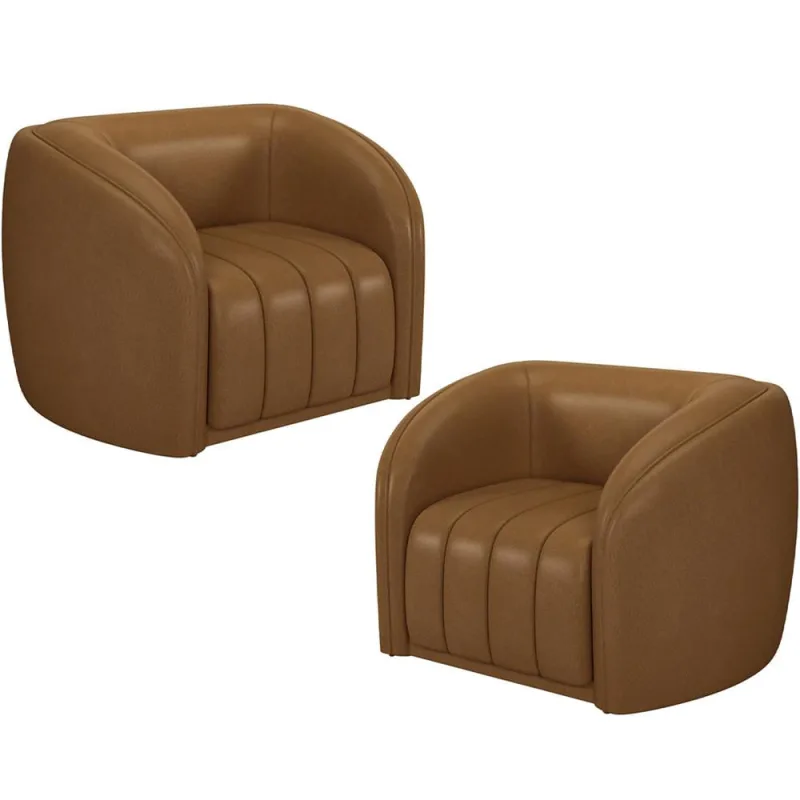 Kit 02 Poltronas Decorativa Para Sala De Estar Lazio M03 Couríssimo Whisky - Lyam Decor - Lyam Decor - Mercado