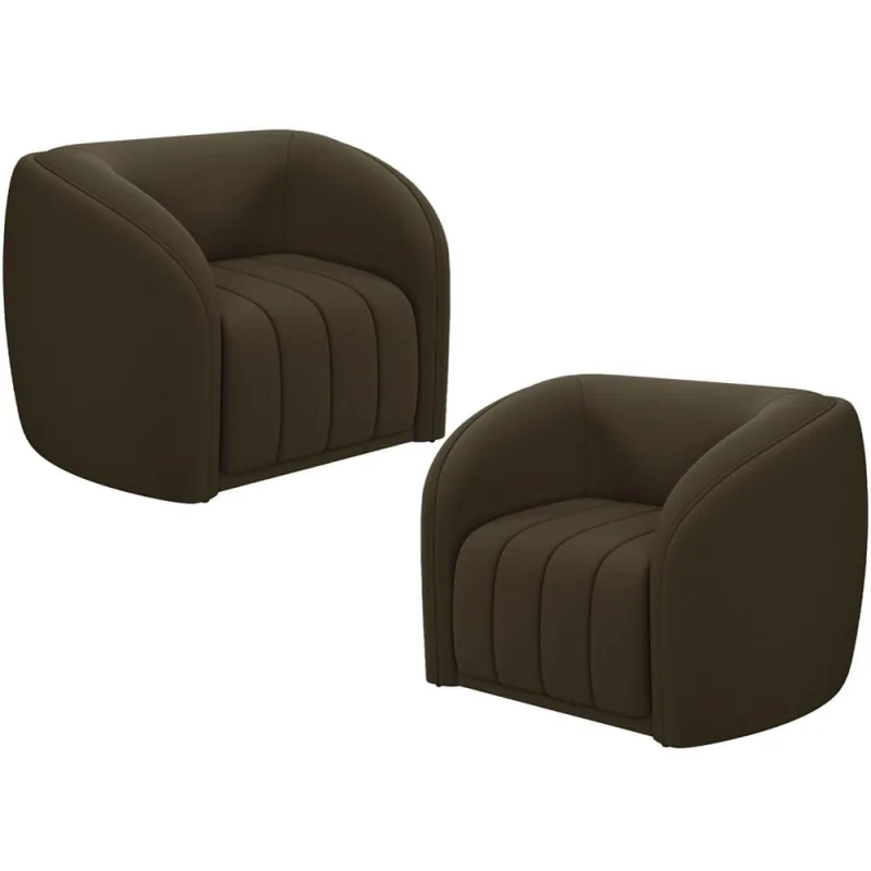 Kit 02 Poltronas Decorativa Para Sala De Estar Lazio M03 Veludo Marrom - Lyam Decor - Lyam Decor