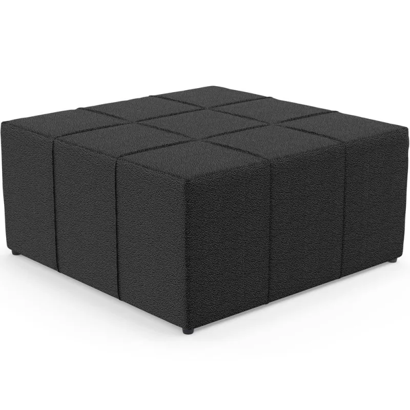 Puff Decorativo Para Sala de Estar Quadrado Milano 90x90cm W01 Bouclê Preto - Lyam Decor - Lyam Decor