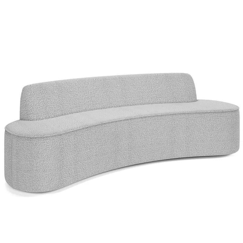 Sofá 3 Lugares Curvo Sala De Estar Living Cancún D02 Bouclê Cinza 180 Cm B-56 - Lyam Decor - Móveis