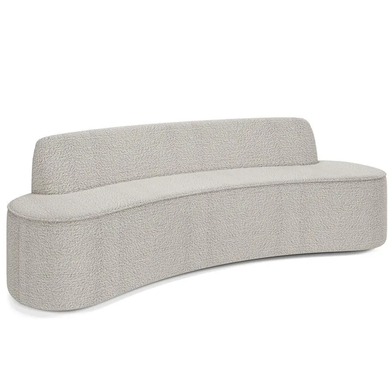 Sofá 3 Lugares Curvo Sala De Estar Living Cancún D02 Bouclê Creme 180 Cm B-54 - Lyam Decor - Móveis