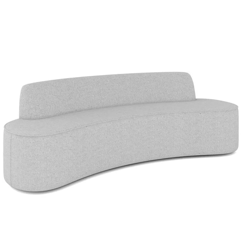Sofá 3 Lugares Curvo Sala De Estar Living Cancún D02 Linho Cinza Escuro 210 Cm C-416 - Lyam Decor - Móveis